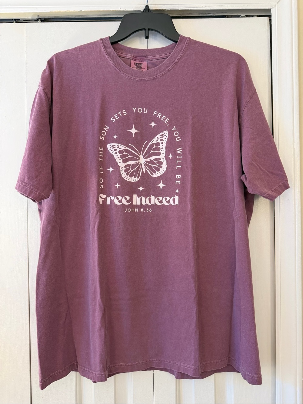 dwell Mauve Butterfly "Free Indeed" Graphic Tee
